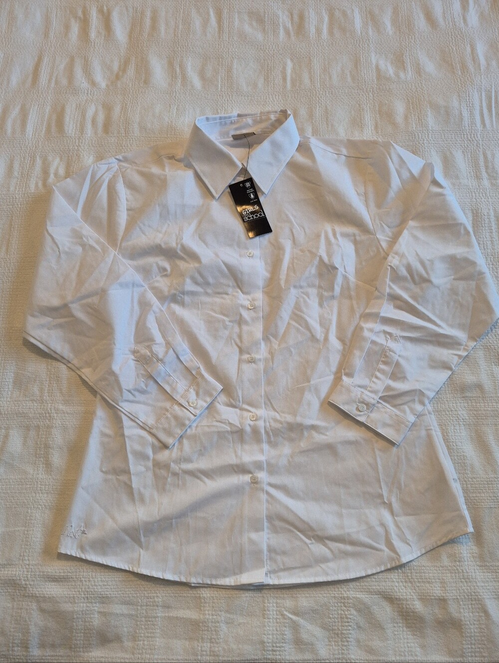 Next girls size 15 years long sleeve white button up blouse uniform line NWT